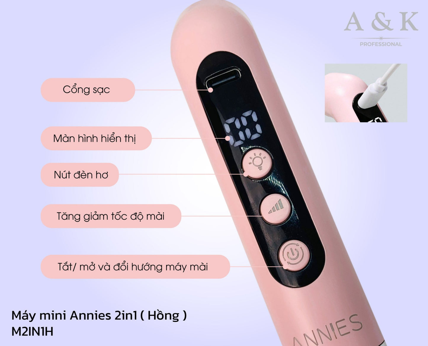 Annies 2in1 Mini Nail Lamp (Pink)